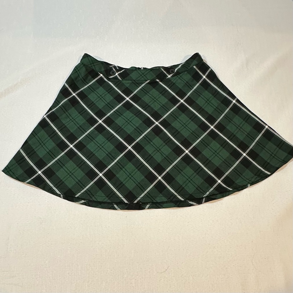 Royal Bones Green Black Plaid Skirt Back Zip Punk Grunge Skater M